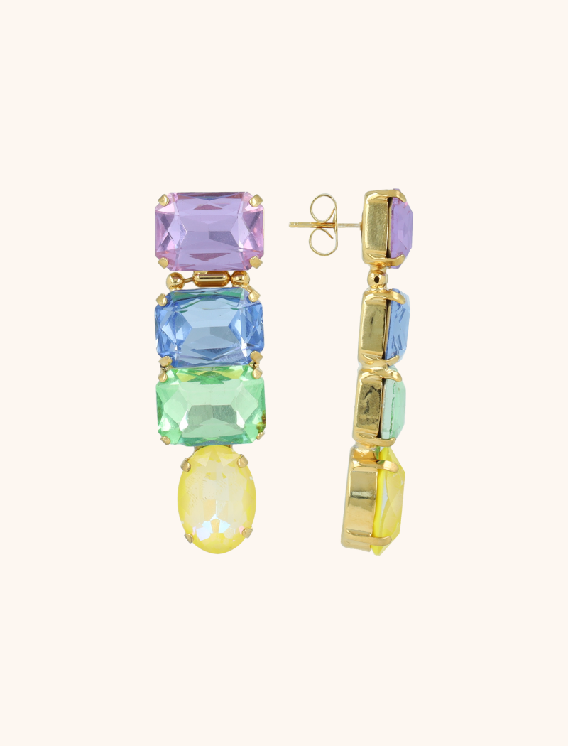 Multi Mix Earrings Aukje Triple Rectangle Oval  