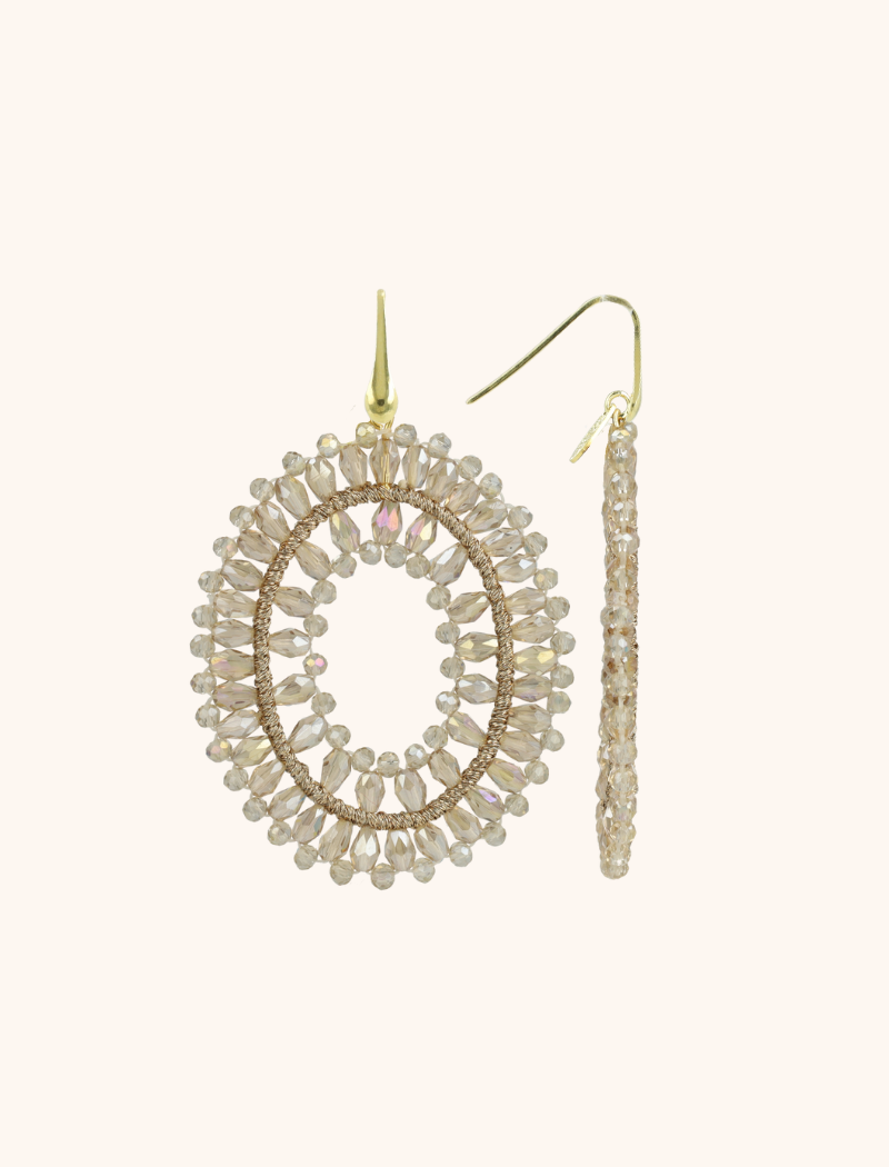 Champagne Earrings Noa Open Oval Double L