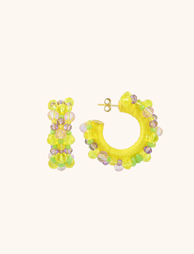 Yellow Lime Mix Oorbellen Brecht Urchin Creole Irregular Stones S