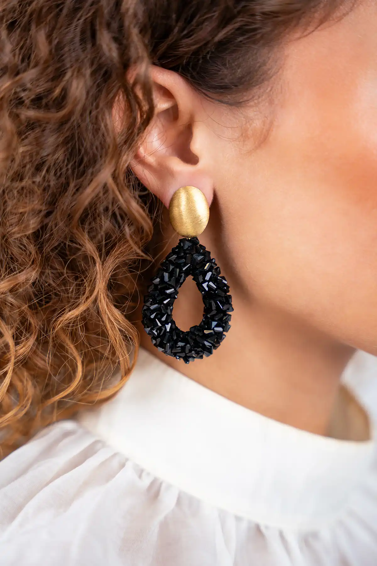 Black Earrings Marieke Drop L Raw