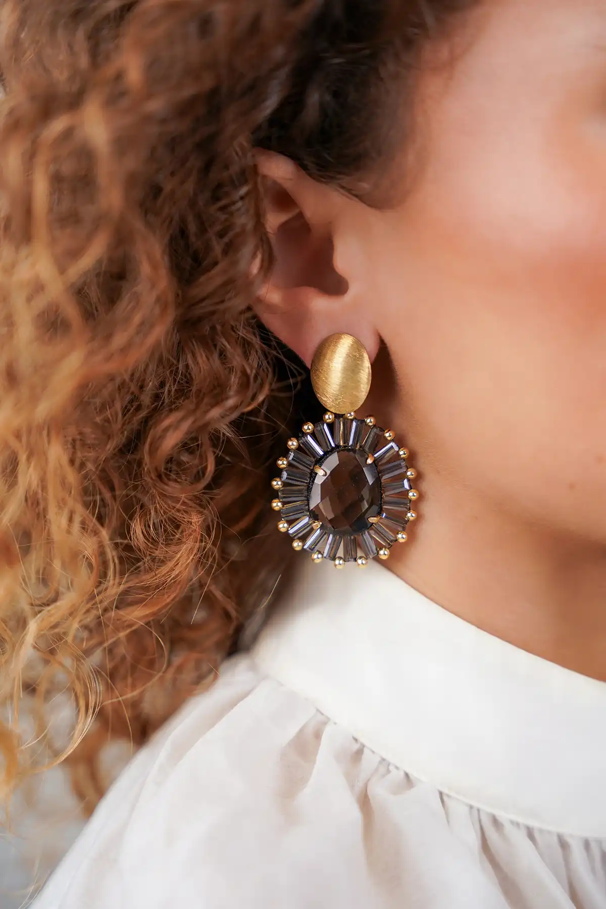 Transparent Black Earrings Esmee Oval S