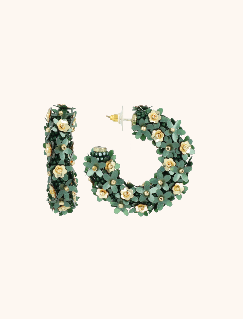 Groene Flower Sequin Oorbellen Jasmijn Creool Mlott-theme.productDescriptionPage.SEO.byTheBrand