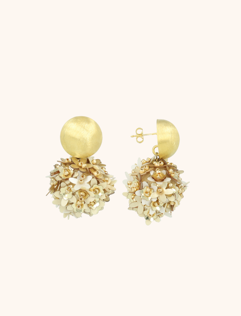 Mixed Gold Sequin Flower Globe Earrings M