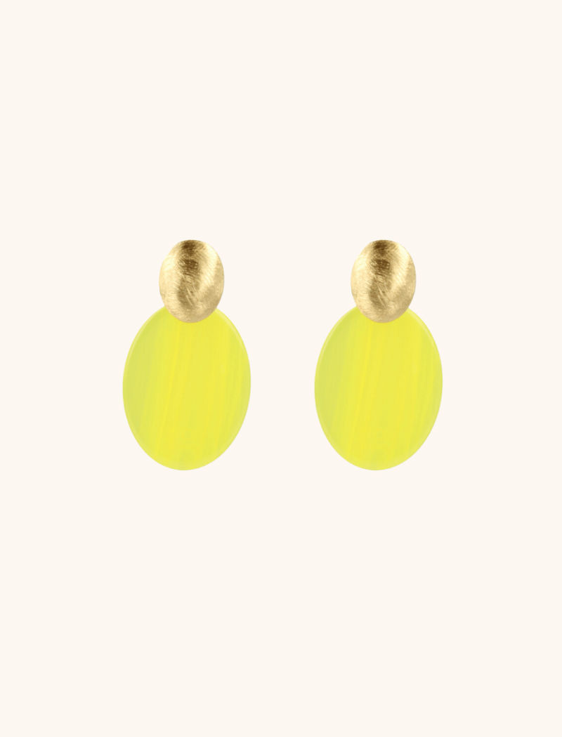 Resin Closed Oval S Sparkling Yellow