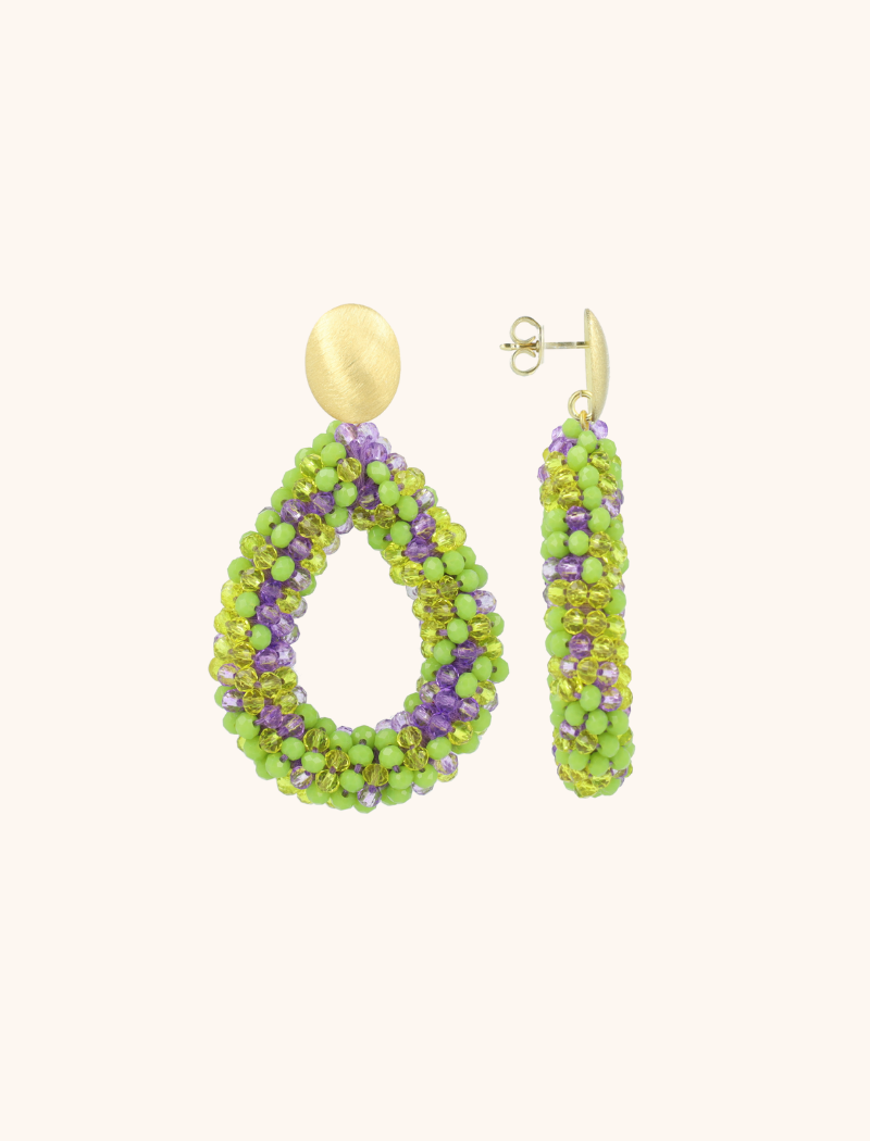 Lime Purple Mix Earrings Berry Drop L