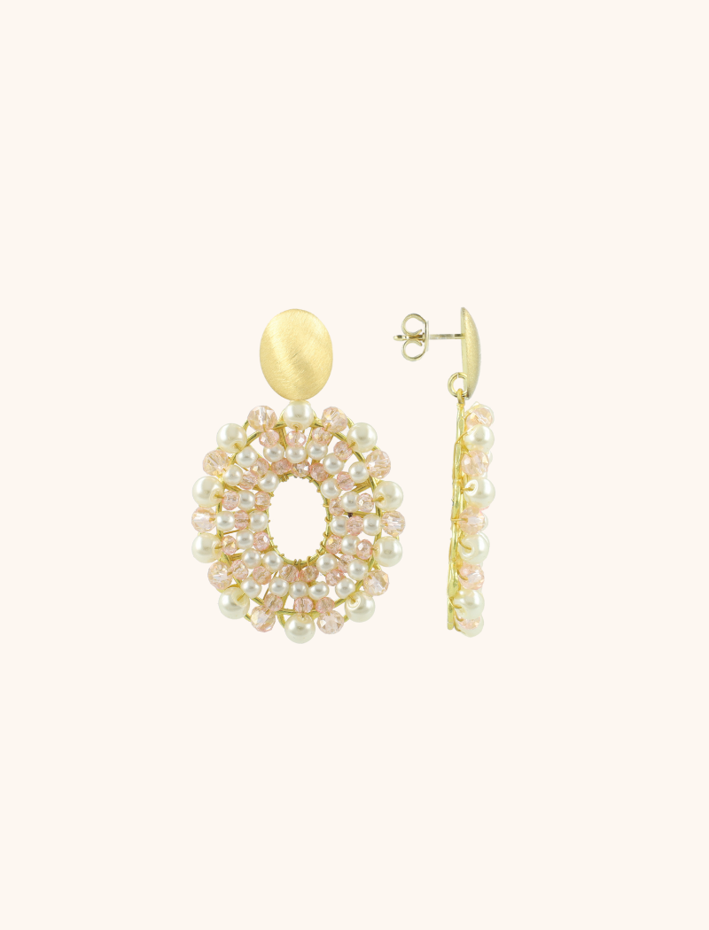 Pink Pearl Earrings Mia Oval S