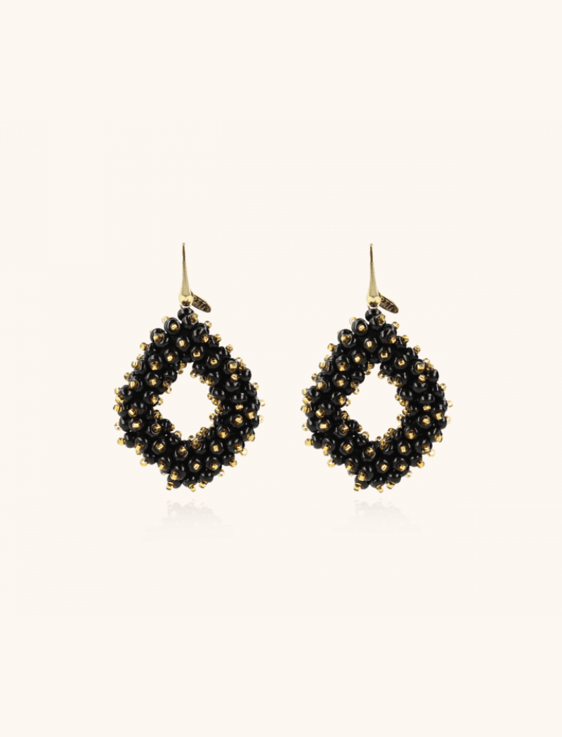 Zwart gouden oorbellen Holly Double Stones Glassberry Ace L