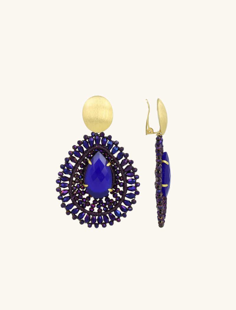 Metallic Purple Oorbellen Lina Clip