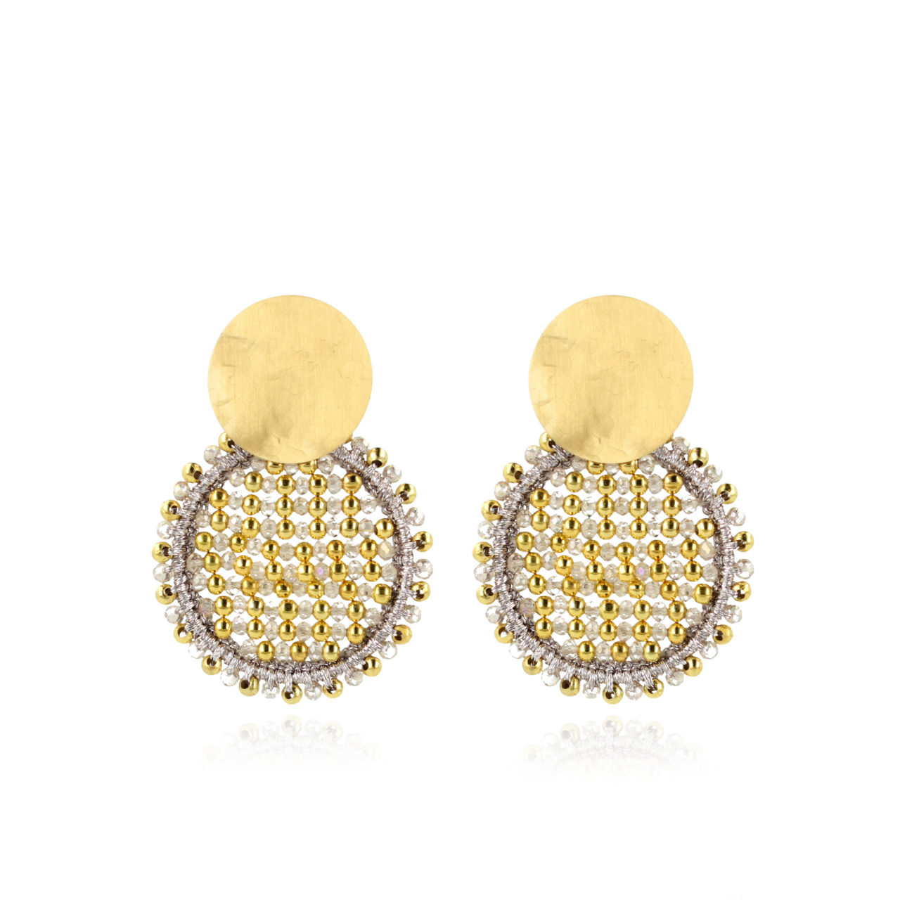 Champagne Oorbellen Isabella Circle Abacus Double Stones M