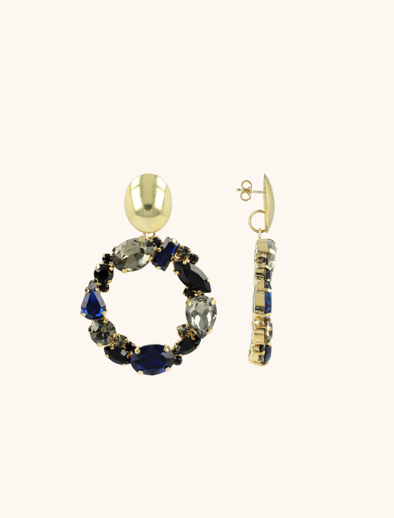 Dark Blue Earrings Sacha Irregular Element