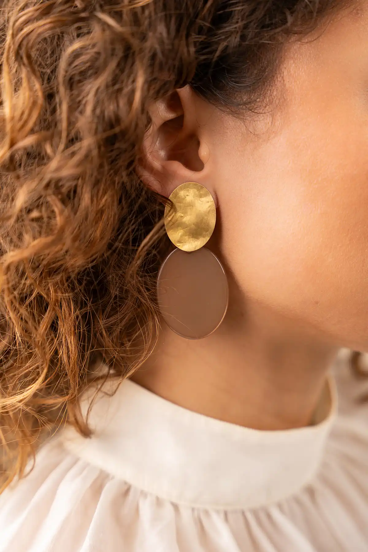 Brown earrings Celia oval S
